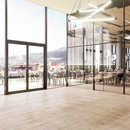 Raika Ausblick Dach CLT Rendering